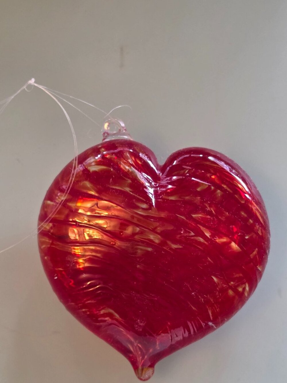 Hand blown red glass heart